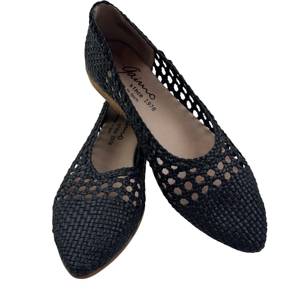 Gaimo Leather Woven Basketweave Ballet Flats Made In Spain Women's Size 38/7.5-8